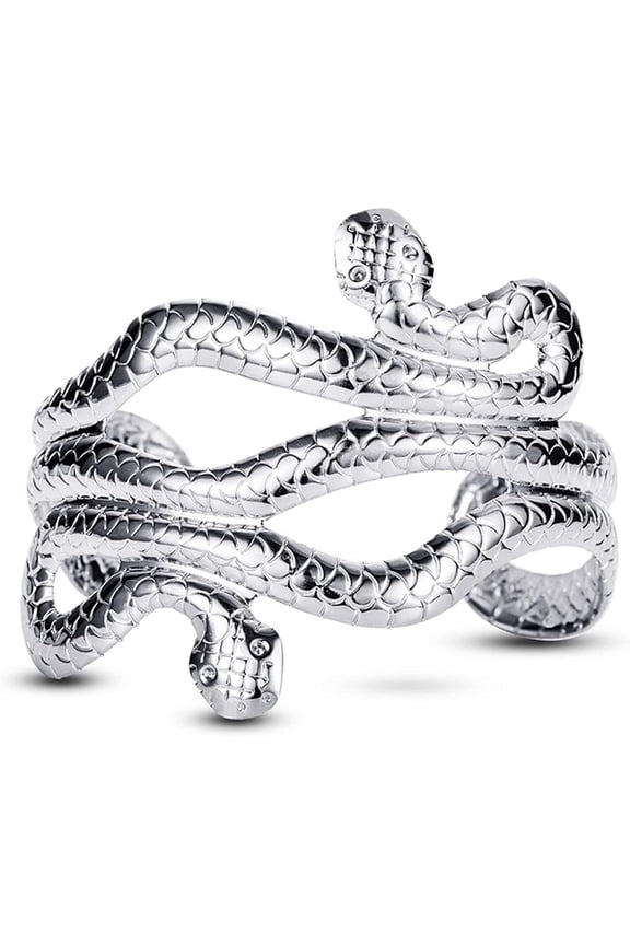 Punk Viper Animal Serpent Swirl Snake Bangle Bracelet Gothic Open Adjustable Skull Skeleton Ghost Claw Armlet Armband for Women Men Halloween Arm Cuff Party Jewelry