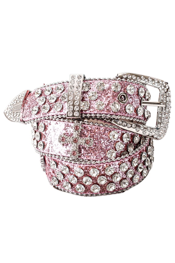 Punk Waist Belly Chain Belt for Women Men for Street Dance Prom Hip Hop Rock Bands PU Belt Jean Encrusted Buckle