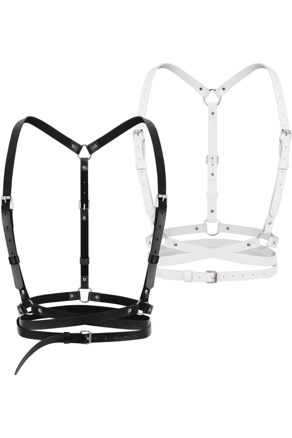 Punk Waist Belt Women PU Leather Skinny Body Adjustable Belts with Gothic Circle for Party