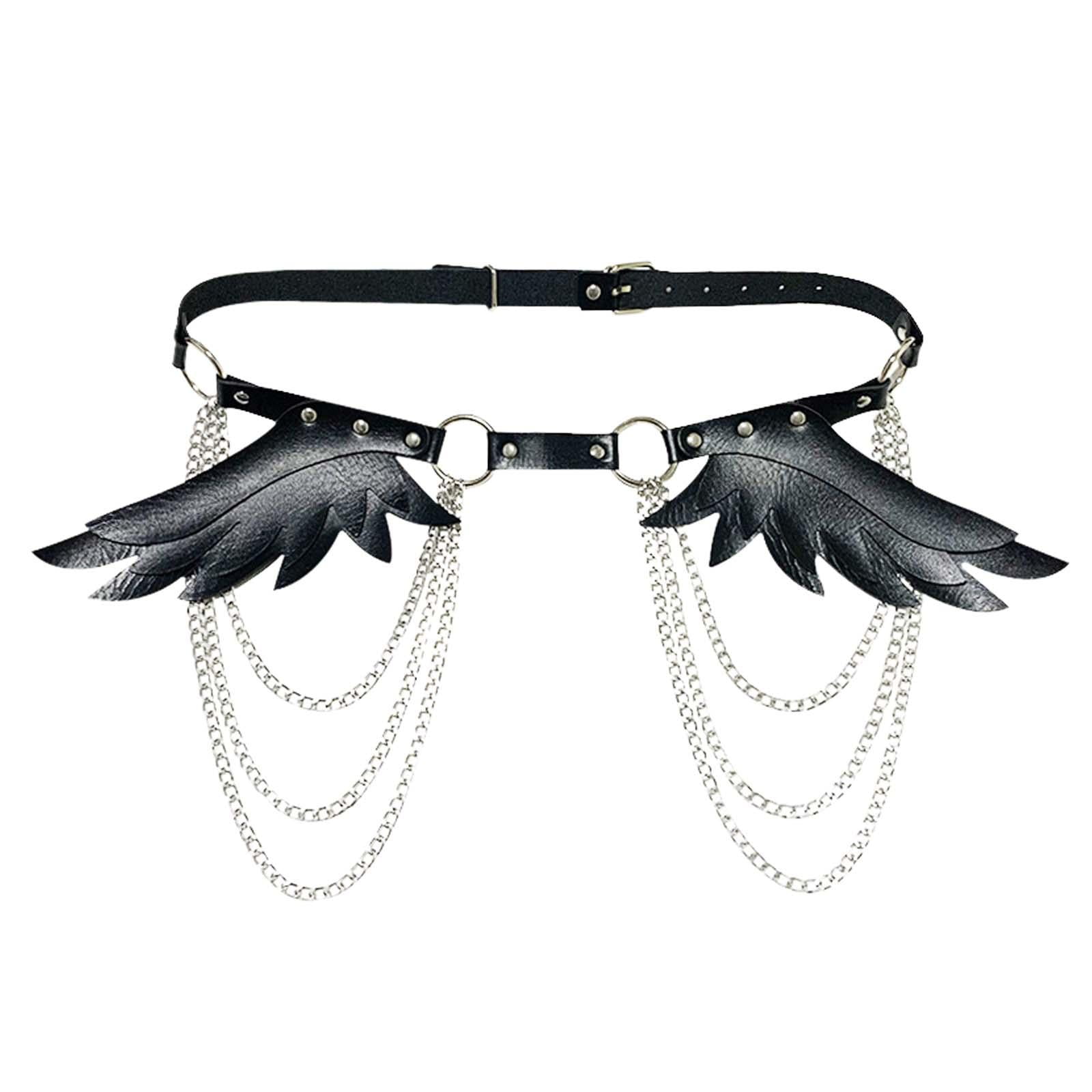 8228 Waist Chain Belt Punk Black Leather Body Accessoriess Adjustable US Stock of Punk Adjustable Harness Waist Belt with Buckles  main image 2