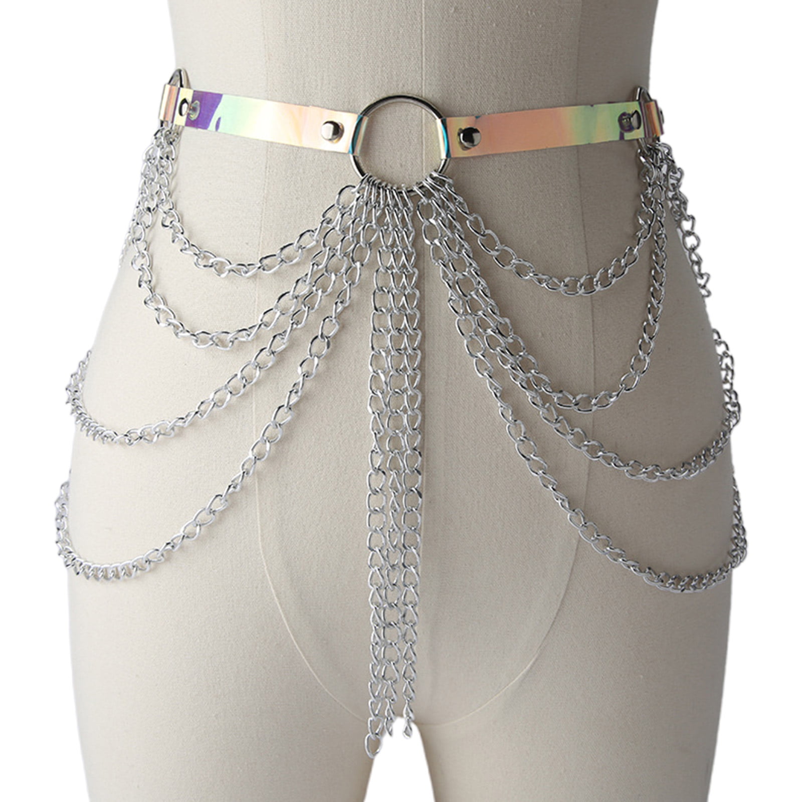Punk Waist Chain for Women Layered Body Belt with Long Tassel Chain ...