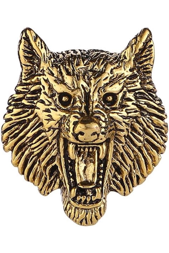 Punk Wolf Head Brooch,Gold Silver Lion Brooch Pin,Cool Animal Head Collar Coat Pin for Men's Corsage Pin,Wolf Head Lapel Pin Collar Pins