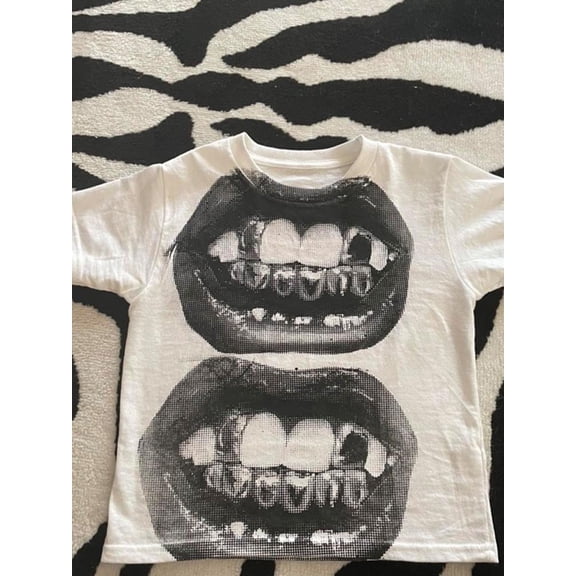 Punk Y2K Baby Short Sleeve Top Gothic Street T-shirt Women's Leisure Basic T-shirt Women's 2024 Summer Top E Girls' Gothic EMO