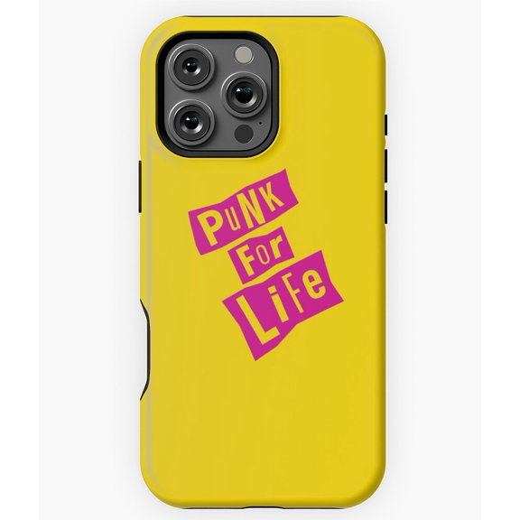 Punk for Life Bold Cutout Typography Phone Case for iPhone 16 15 14 13 12 11 Pro Max