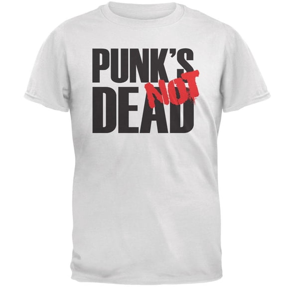 Punk's NOT Dead V1 White Adult T-Shirt - Large