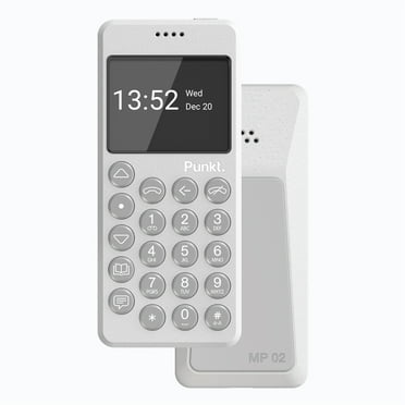 Punkt. MP02 Minimalist 4G LTE Cell Phone AT&T/T-Mobile Nano-SIM 2GB RAM 16GB Storage - Light Grey