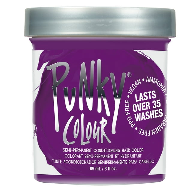 Punky Colour Unisex SemiPermanent Hair Color, Purple, 3.0 oz
