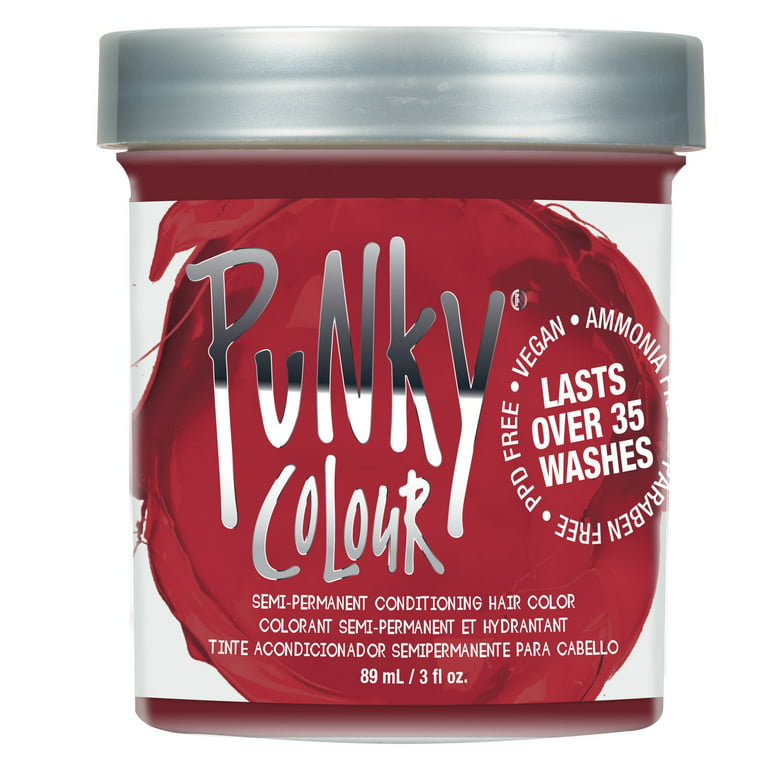 Punky Colour Unisex Semi-Permanent Hair Dye Color, Vermillion Red, 3.0 oz