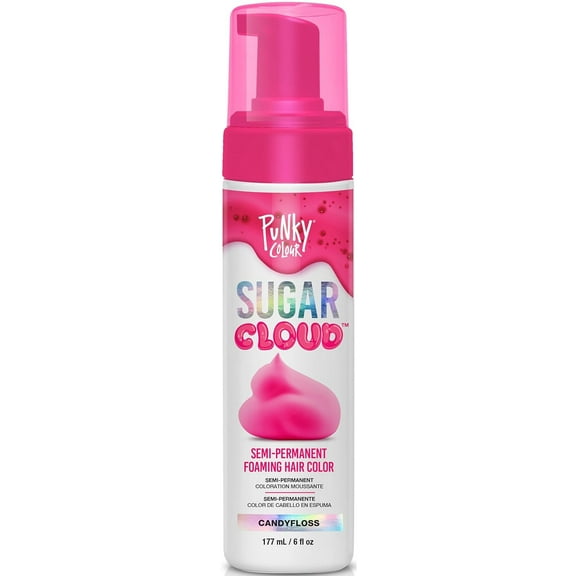 Punky Sugar Cloud Foam Hair Dye, Easy-to-Apply Semi-Permanent Hair Color, CandyFloss, Pink 6 fl oz