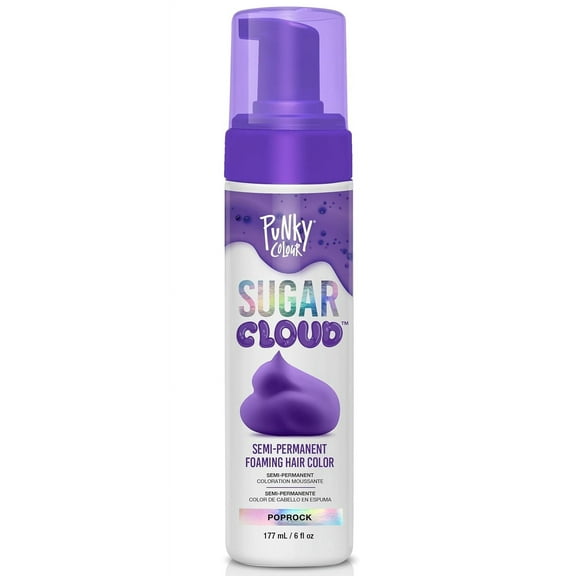 Punky Sugar Cloud Foam Hair Dye, Easy-to-Apply Semi-Permanent Hair Color, Poprock, Purple 6 fl oz
