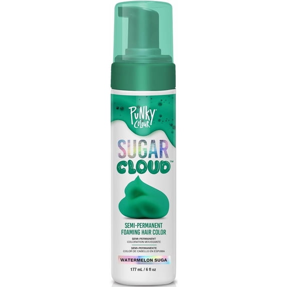 Punky Sugar Cloud Foam Hair Dye, Easy-to-Apply Semi-Permanent Hair Color, Watermelon Sugar, Green 6 fl oz