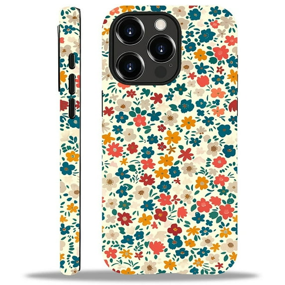 Punmada Compatible with iPhone 12/iPhone 12 Pro Matte Case For Girl Boy Full Body Protective Hard Shell Esthetics Pattern Vintage Fabric Blue Red Yellow Floral