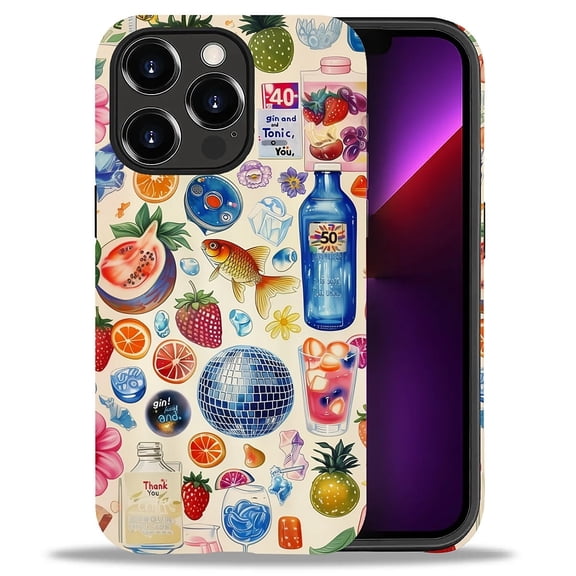 Punmada Shockproof European Italian Summer Beach Collage Silicone Hard Shell Fashion Cell Phone Case for iPhone 13 Pro Max, Green