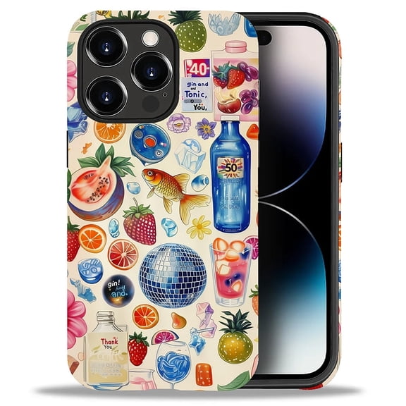 Punmada Shockproof European Italian Summer Beach Collage Silicone Hard Shell Fashion Cell Phone Case for iPhone 14 Pro Max, Green