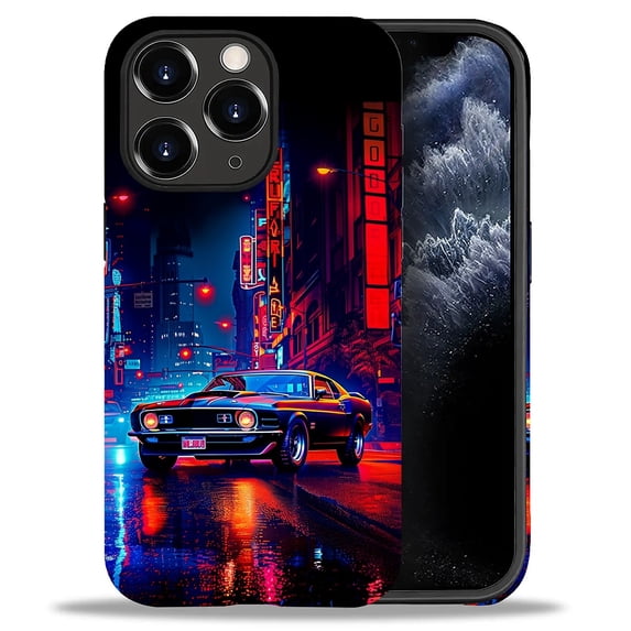 Punmada Compatible with iPhone 11 Pro Max Matte Case For Girl Boy Full Body Protective Hard Shell Esthetics Pattern Night City Cars
