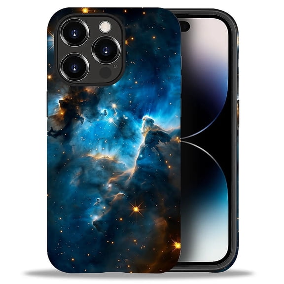 Punmada Fashion Shock-Resistant Deep Starry Sky Nebula Hard Shell Cell Phone Case for iPhone 14 Pro Max, Blue
