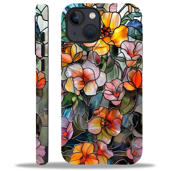 Punmada Compatible with iPhone 15 Matte Case For Girl Boy Full Body Protective Hard Shell Esthetics Pattern 3D Mosaic Vintage Colorful Flowers