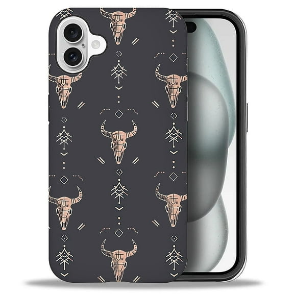 Punmada Compatible with iPhone 16 Glossy Case For Girl Boy Full Body Protective Hard Shell Esthetics Pattern Western Boho Country Southern