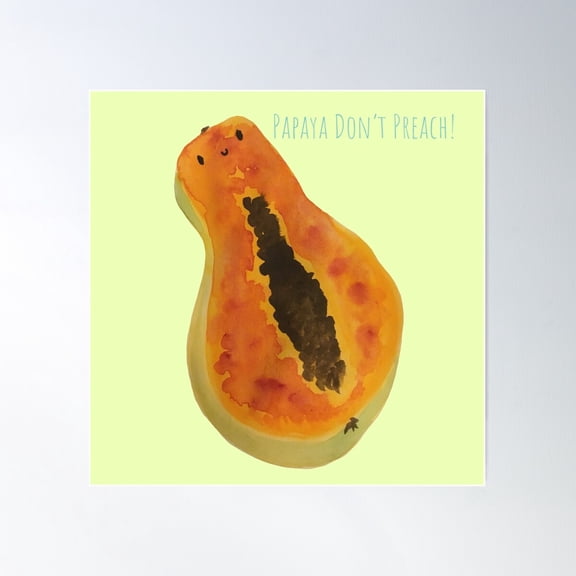 Punny Papaya Poster Wall Art, Modern Wall Decor For Living Room Bedroom, 16x16 UNFRAMED