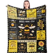 Punofell Unique Bee Gifts for Women/Men/Kids, Cute Bee Themed Honeybee Decor, Bee Accessories/Stuff Soft Throw for Bed/Sofa 30" x 40"
