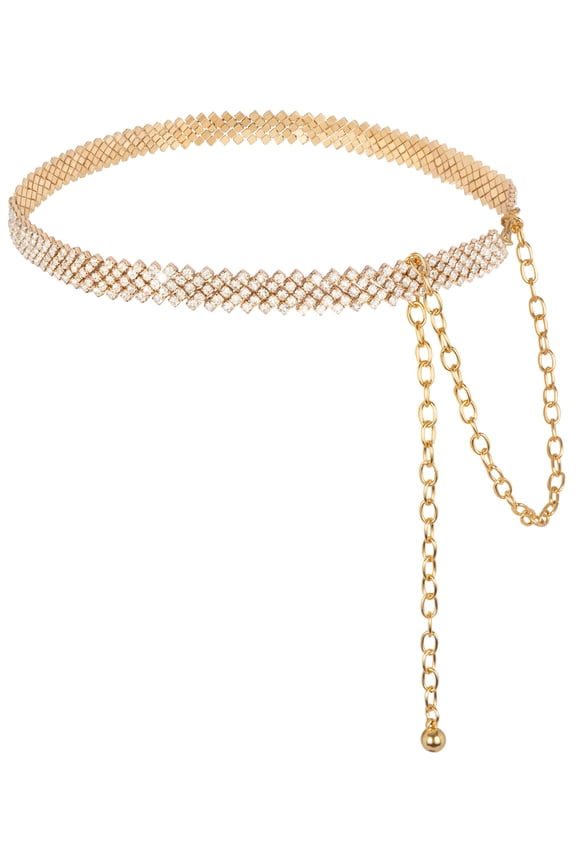 Rhinestone Chain Belt for Women Gold Waist Chain for Dress Wedding Party