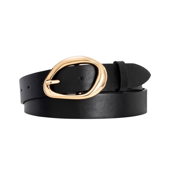 Punplita Women Belts with Gold Buckle Black Belt Chic Style