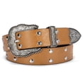 thumbnail image 1 of Punplita Women's Belt with Rivet Western Buckle PU Leather Belt for Jeans Dresses Pants, 1 of 8