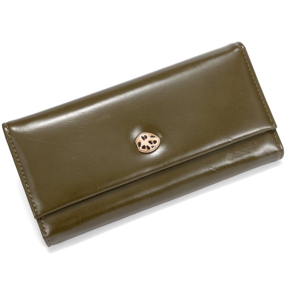 Punplita Women Wallet Leopard Snap Button Wallets for Women Multi-Card & Zipper