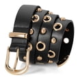 thumbnail image 1 of Punplita Women's Studded Rock Leather Belt, Black, 1 of 7
