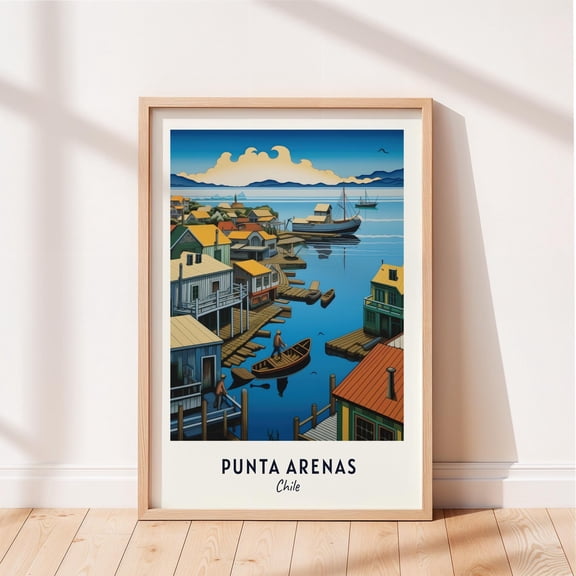 Punta Arenas Travel Strait Of Magellan Chile Cityscape Travel Poster , Poster Print Only