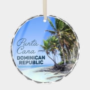 Punta Cana Beach Dominican Republic Dominica Ornaments for Travel Keepsake Trip Souvenirs 3" Premium Crystal Glass Christmas Ornament Vacation Memory Xmas Tree Gift Ornaments