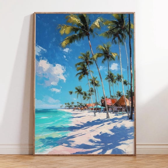 Punta Cana Beach Tropical Shoreline Caribbean Paradise Print, Unframed Paper Print Size 8x12
