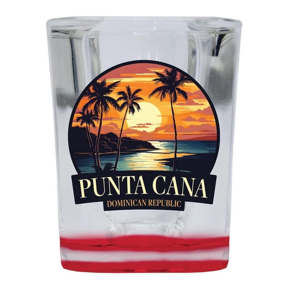 Punta Cana Dominican Republic Design E Souvenir 2 oz Square Shot Glass Red