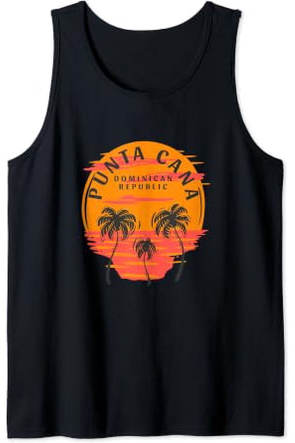 Punta Cana Dominican Republic Palm Trees Sunset Skull Beach Tank Top Size S-3XL