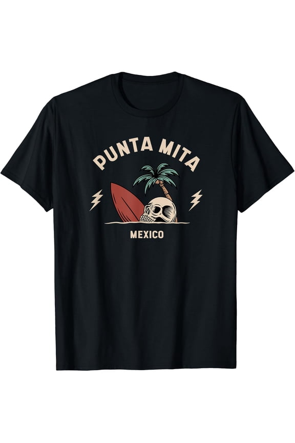 Punta Mita Mexico Surfing Skeleton Design T-Shirt