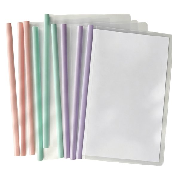 Puntoco 10PCS A4 Slide Grip Plastic Report Covers, Transparent Pull Strip File Folders, Document Holders for Students Test Papers & Homework Storage -12.2*8.8IN