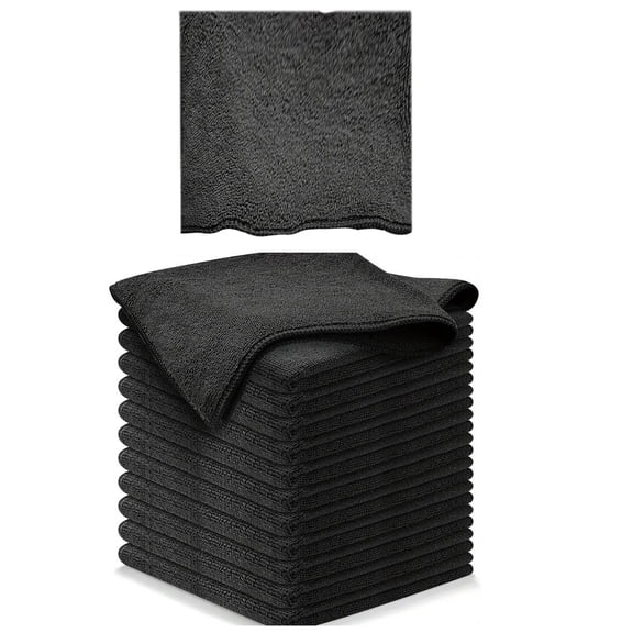 Puntoco 10PCS MultiFunctional Microfiber Cleaning Cloth & Scouring Pad, Soft Lint Free Rag for Kitchen Dishwashing Car Cleaning and Household Surface Care -11.81x11.81 in