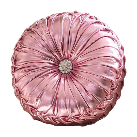 Puntoco 14" Velvet Pleated Round Pumpkin Throw Pillow Couch Cushion Floor Pillow for Sofa Chair Bed Car Home Decorative