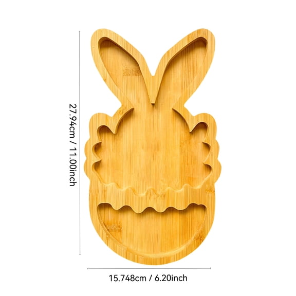 Puntoco 1PCS Cute Divided Fruit Tray Natural Snack Platter for Outdoor Travel Birthday Christmas Party and Home Use -11*6.2IN