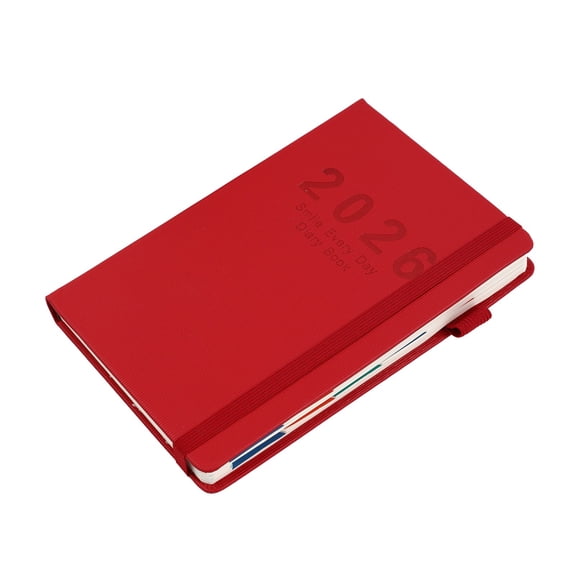 Puntoco 1PCS English Calendar Notebook Vertical Patterned Strap Daily Planner Annual Agenda Journal -8.46x5.7x0.39in