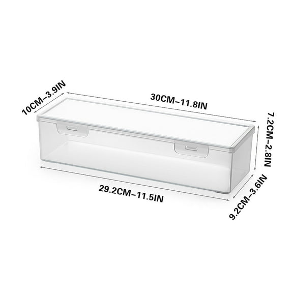 Puntoco 1PCS Food-Grade Transparent Sealed Food Storage Box with Lid, Airtight Container for Grains & Dry Goods, Refrigerator Fresh-Keeping Box for Kitchen -11.5*3.6*2.8IN