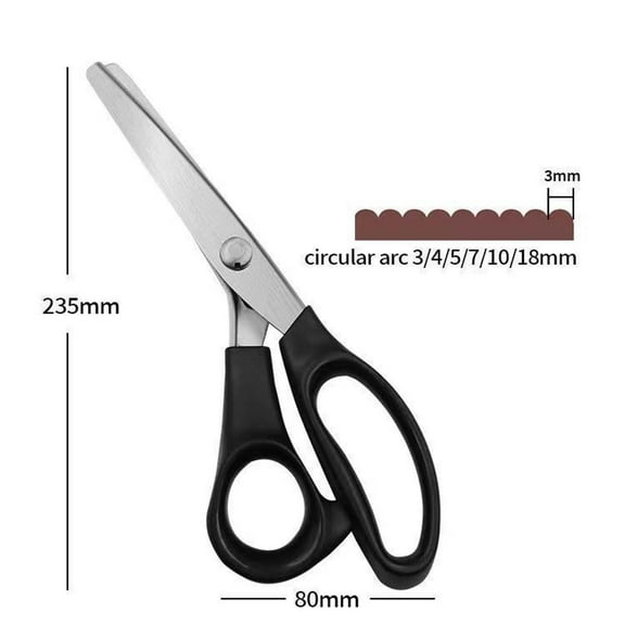 Puntoco 1PCS Lace Scissors with Round Tooth Serrated Edge Decorative Craft Scissors for Fabric, Paper and Scrapbooking -3.15 × 9.25 IN