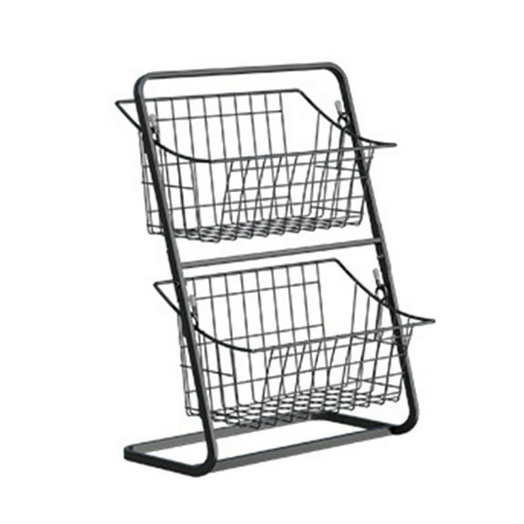 Puntoco 1PCS Large Capacity Metal Kitchen Fruit Vegetable Basket Multifunctional Storage Organizer for Snacks Bread Onions Potatoes and Kitchen Supplies -14.5x11x5.9in
