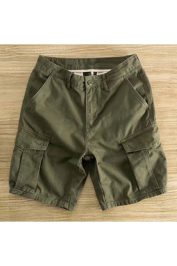 1PCS Men's Casual Solid Color Fashion Shorts with Pockets, Loose Relaxed Fit for All-Day Comfort, Work and Daily Wear Short Pants Green 6(M)