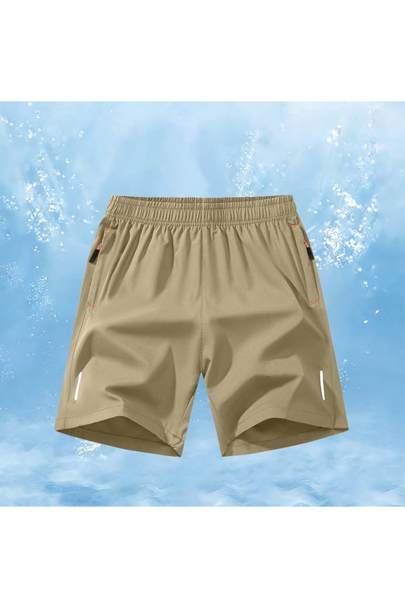 1PCS Men's Fashion Casual Solid Color Shorts with Elastic Waist and Practical Pockets, Lightweight Sports and Beach Pants for Summer Holiday Khaki XXXL(XXXL)