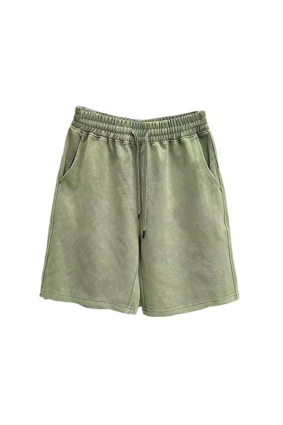 1PCS Men's Solid Color Casual Sports Shorts, Elastic Drawstring Waist with Multiple Pockets, Versatile Comfortable Summer Bottoms for Men Green XXL(XXL)