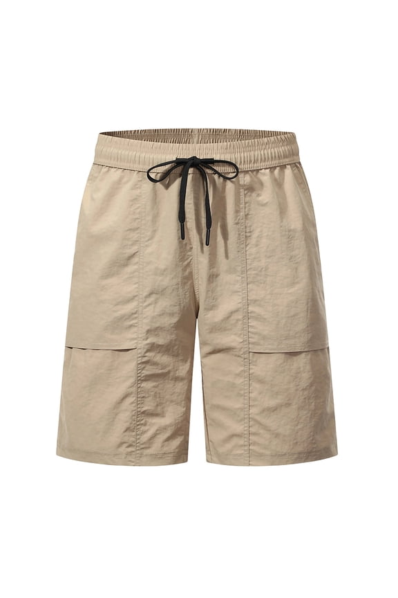 1PCS Men's Summer Quick-Drying Ice Silk Running Shorts, Sports and Casual Solid Color Design, Lightweight Comfortable Athletic Bottoms Khaki XL(XL)