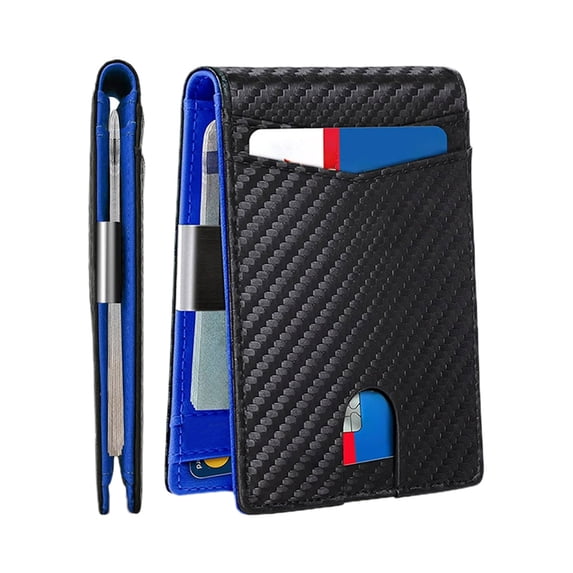 Puntoco 1PCS Money Clip Wallet for Men Slim Bifold Design with 2 Card Slots ID Window RFID Blocking Minimalist Leather Credit Card Holder Gift for Him -3.1x4.7in
