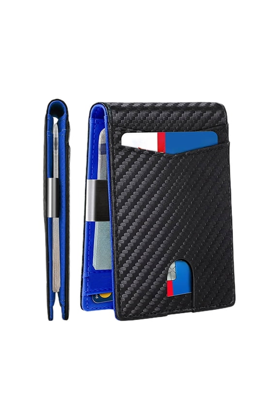 1PCS Money Clip Wallet for Men Slim Bifold Design with 2 Card Slots ID Window RFID Blocking Minimalist Leather Credit Card Holder Gift for Him -3.1x4.7in
