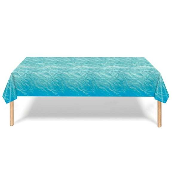 Puntoco 1PCS Plastic Tablecloth for Party Table Decoration Ocean theme Blue Table Cover for Beach Pool Party Birthday Gathering and Home Dining Use -53.94 × 107.87 IN